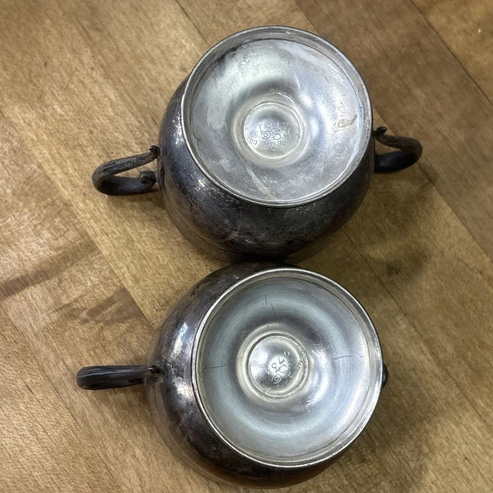 Vintage Silverplate Lot 3 Pc Empire Mfg 2731 Creamer Sugar Engraved Cup